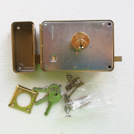 Facchinetti serratura corta a spingere destra 50mm ferroglietto cilindro fisso a 3 mandate