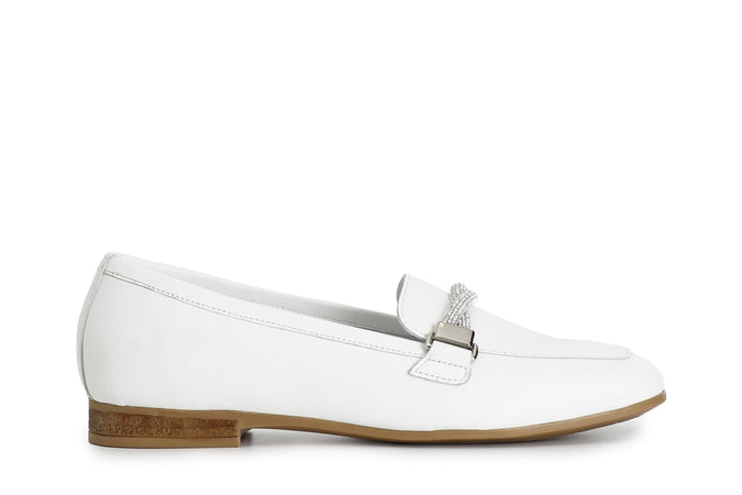 MOCASSINO IN PELLE CON MORSETTO STRASS