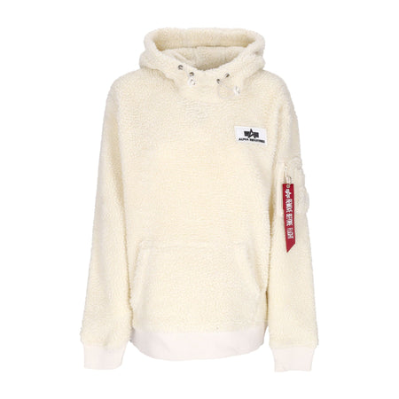 ALPHA INDUSTRIES Felpa Cappuccio Uomo Teddy Hoodie Off White da uomo