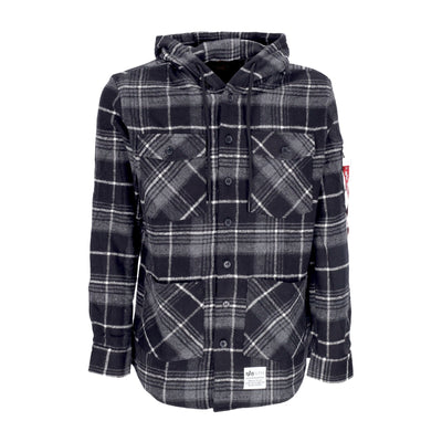 ALPHA INDUSTRIES Camicia Manica Lunga Cappuccio Uomo 45 P Hooded Black/grey da uomo