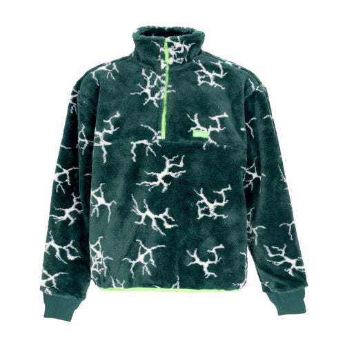HUF Felpa Collo Alto Uomo Quake Sherpa 1/4 Zip Forest Green da uomo