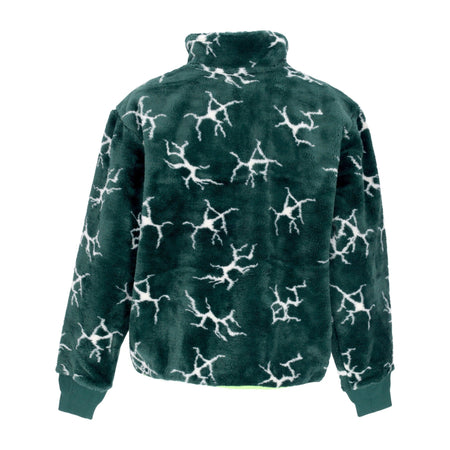 HUF Felpa Collo Alto Uomo Quake Sherpa 1/4 Zip Forest Green da uomo