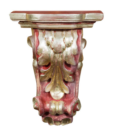 Biscottini Biscottini Mensola a Muro in Legno Rosso 37x24x50 Arredo Casa Made in Italy