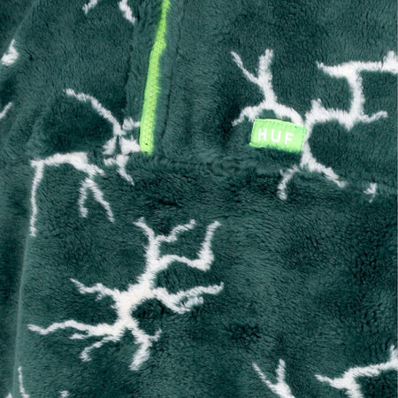 HUF Felpa Collo Alto Uomo Quake Sherpa 1/4 Zip Forest Green da uomo