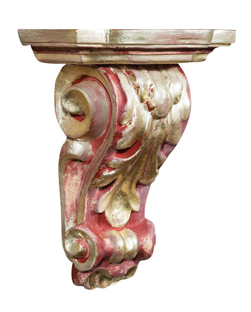 Biscottini Biscottini Mensola a Muro in Legno Rosso 37x24x50 Arredo Casa Made in Italy