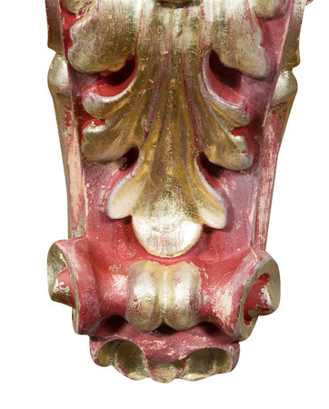 Biscottini Biscottini Mensola a Muro in Legno Rosso 37x24x50 Arredo Casa Made in Italy