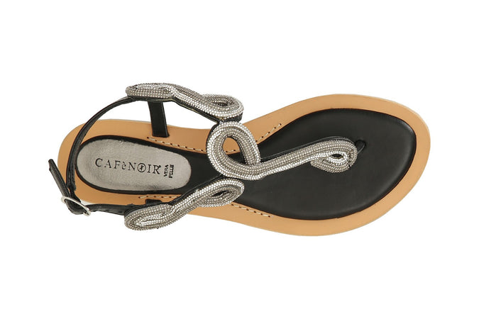 SANDALO INFRADITO IN NAPPA CON ACCESSORIO STRASS
