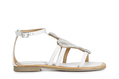 SANDALO ASIMMETRICO IN NAPPA CON ACCESSORIO STRASS