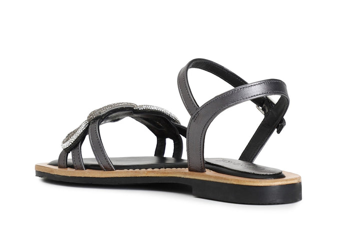 SANDALO GILDA IN NAPPA CON ACCESSORIO STRASS