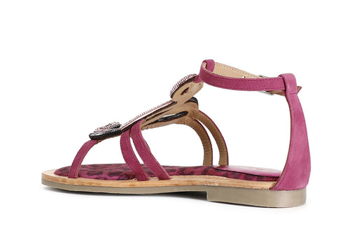 SANDALO IN CAMOSCIO E STAMPA MACULATA CON ACCESSORIO STRASS