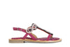 SANDALO INFRADITO IN CAMOSCIO E STAMPA MACULATA CON ACCESSORIO STRASS