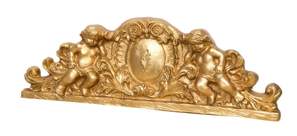 Biscottini SOPRAPORTA IN LEGNO FINITURA FOGLIA ORO ANTICATO L73XPR7XH26 cm Made in Italy