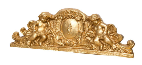 Biscottini SOPRAPORTA IN LEGNO FINITURA FOGLIA ORO ANTICATO L73XPR7XH26 cm Made in Italy