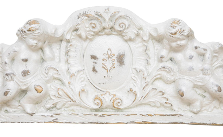 Biscottini SOPRAPORTA IN LEGNO FINITURA BIANCO ANTICATO L73XPR7XH26 cm Made in Italy