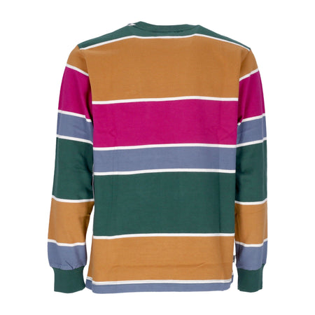 OBEY Maglietta Manica Lunga Uomo Nationale Stripe L/s Tee Dark Cedar Multi da uomo