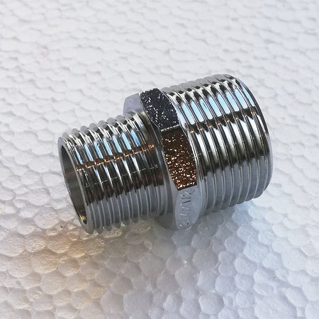 Niples nipplo da 1/2'' x 3/8'' doppia vite ridotta MM in ottone cromato
