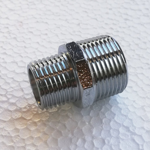 Niples nipplo da 1/2'' x 3/8'' doppia vite ridotta MM in ottone cromato