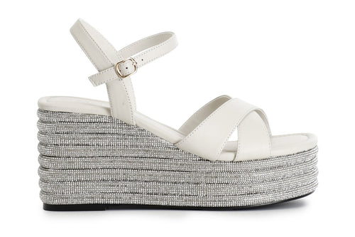 SANDALO INCROCIO IN NAPPA CON ZEPPA STRASS