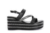 SANDALO ASIMMETRICO STRASS E NAPPA CON ZEPPA RIGHE STRASS