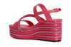 SANDALO ASIMMETRICO STRASS E NAPPA CON ZEPPA RIGHE STRASS