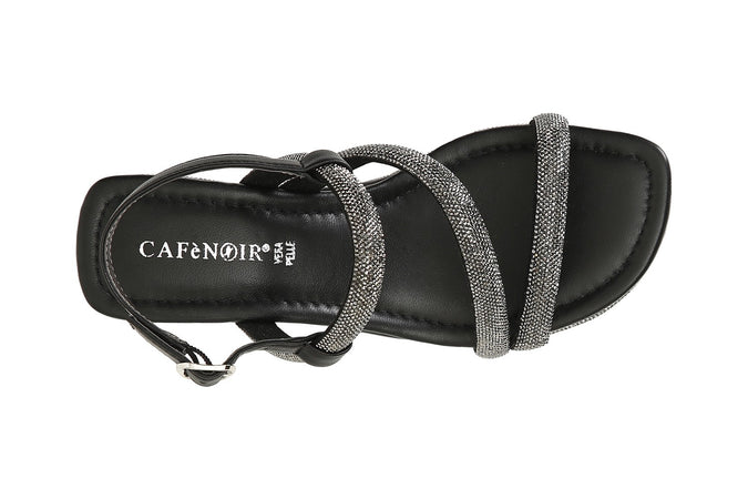 SANDALO STRASS CON ZEPPA RIGHE STRASS