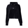 Nike Felpa Leggera Cappuccio Corta Donna Sportswear Velour Mod Cropped Hoodie Black/sail da donna