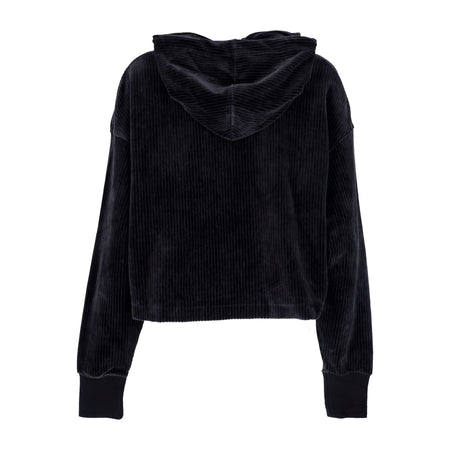 Nike Felpa Leggera Cappuccio Corta Donna Sportswear Velour Mod Cropped Hoodie Black/sail da donna