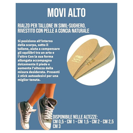 Movi Alto Comodo Rialzo per Tallone Sughero-pelle