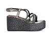 SANDALO CON LACCI INCROCIO IN STRASS ZEPPA FASCIA RAFIA