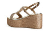 SANDALO DOPPIA FASCIA CON MOTIVO IN STRASS ZEPPA FASCIA RAFIA