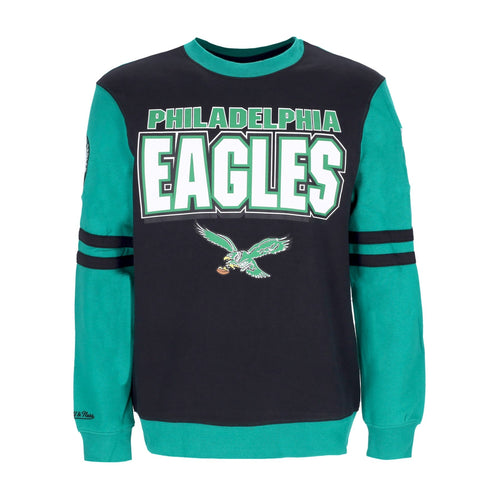 MITCHELL & NESS Felpa Girocollo Uomo Nfl All Over Crew 2.0 Phieag Black da uomo