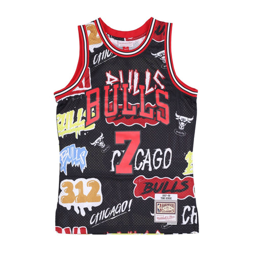 MITCHELL & NESS Canotta Basket Uomo Nba Slap Sticker Swingman Jersey Hardwood Classics No 7 Toni Kukoc 1997-98 Chibul Black da uomo