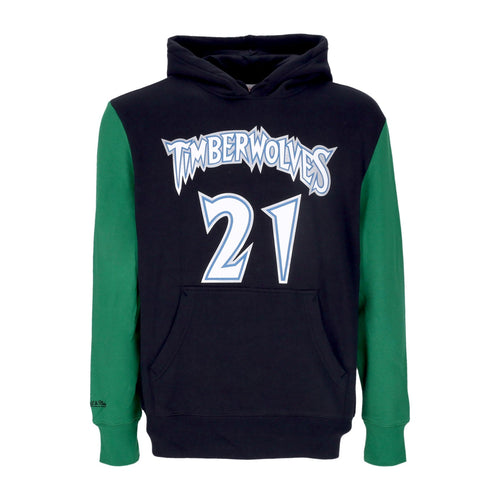 MITCHELL & NESS Felpa Cappuccio Uomo Nba Fashion Fleece Hoodie 1997 No 21 Kevin Garnett Hardwood Classics Mintim Original Team Colors da uomo