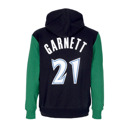 MITCHELL &amp; NESS Felpa Cappuccio Uomo Nba Fashion Fleece Hoodie 1997 No 21 Kevin Garnett Hardwood Classics Mintim Original Team Colors da uomo