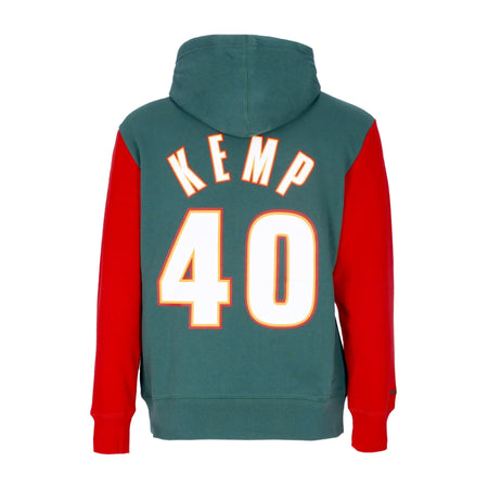 MITCHELL &amp; NESS Felpa Cappuccio Uomo Nba Fashion Fleece Hoodie 1996 No 40 Shawn Kemp Hardwood Classics Seasup Original Team Colors da uomo