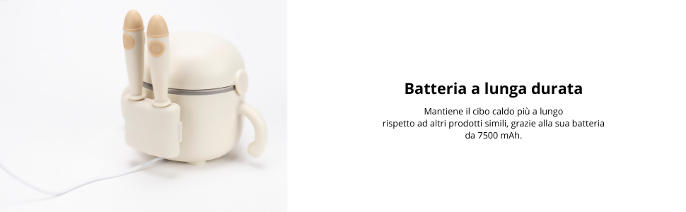 MINILAND Warmy Food On The Go - Scalda Pappa Portatile da Viaggio e Scaldavivande, Kit Svezzamento, Display LED - Riscalda Pappe portatile, leggero e compatto, batteria ricaricabile, ventosa antiscivolo, forchetta e cucchiaio inclusi
