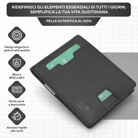 SEI G Portafoglio nero uomo portacarte blocco RFID