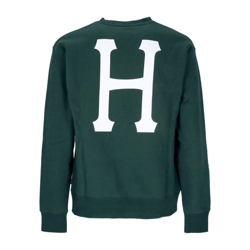 HUF Felpa Girocollo Uomo Essentials Classic H Crew Forest Green da uomo