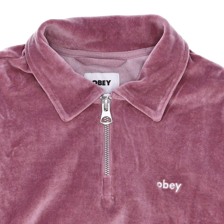 OBEY Felpa Leggera Collo Alto Donna Enzo Quarter Zip Polo Specialty Fleece Lilac Chalk da donna