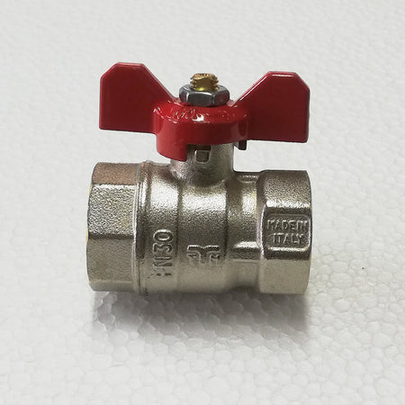 Tiemme 3/4" valvola sfera saracinesca FF leva corta a farfalla rossa