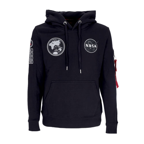 ALPHA INDUSTRIES Felpa Leggera Cappuccio Uomo Nasa Voyager Hoodie Black da uomo