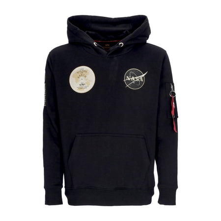 ALPHA INDUSTRIES Felpa Leggera Cappuccio Uomo Nasa Voyager Hoodie Black/black da uomo