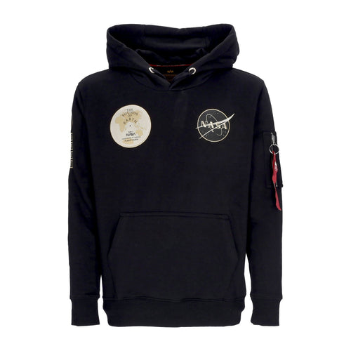 ALPHA INDUSTRIES Felpa Leggera Cappuccio Uomo Nasa Voyager Hoodie Black/black da uomo