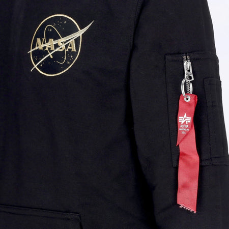 ALPHA INDUSTRIES Felpa Leggera Cappuccio Uomo Nasa Voyager Hoodie Black/black da uomo
