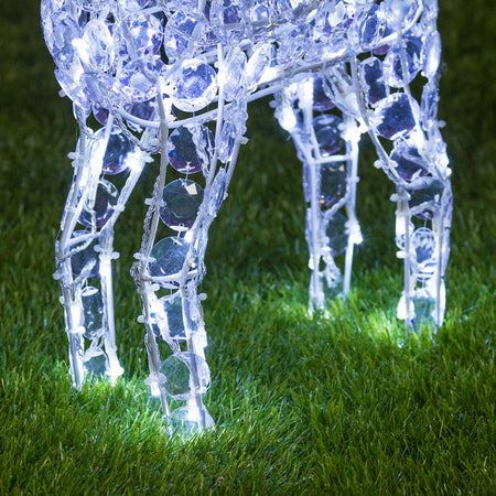 Renna natalizia luminosa a luce fissa con cristalli a led decorazione per interno ed esterno