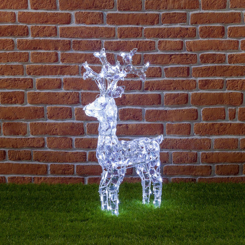 Renna natalizia luminosa a luce fissa con cristalli a led decorazione per interno ed esterno