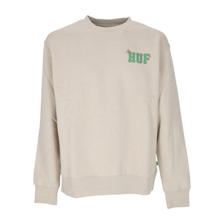 HUF Felpa Girocollo Uomo Sideline Crewneck Sand da uomo