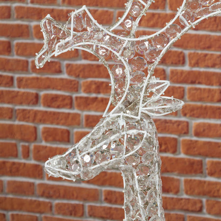 Renna natalizia luminosa a luce fissa con cristalli a led decorazione per interno ed esterno