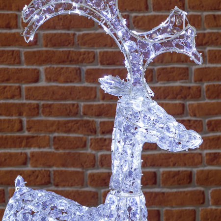 Renna natalizia luminosa a luce fissa con cristalli a led decorazione per interno ed esterno