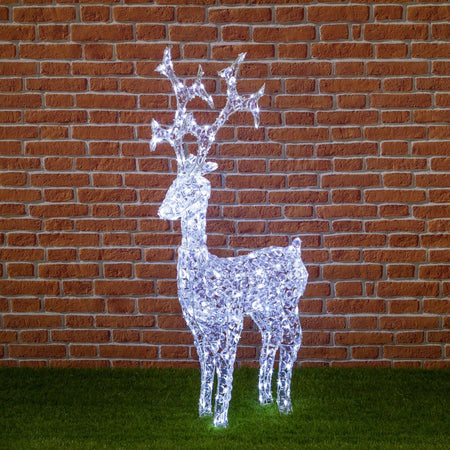 Renna natalizia luminosa a luce fissa con cristalli a led decorazione per interno ed esterno